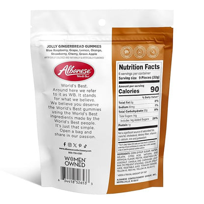 Albanese Worlds Best, Jolly Gingerbread Gummies, 7 Ounce (Pack of 6), Holiday Candy, Great Stocking Stuffers, Perfect Christmas Treat & Gift, Share with Friends & Family