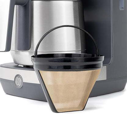 GE Drip Coffee Maker With Timer | 10-Cup Thermal Carafe Pot Keeps Coffee Warm for 2 Hours | Adjustable Brew Strength | Wide Shower Head for Maximum Flavor | Kitchen Essentials | Stainless Steel