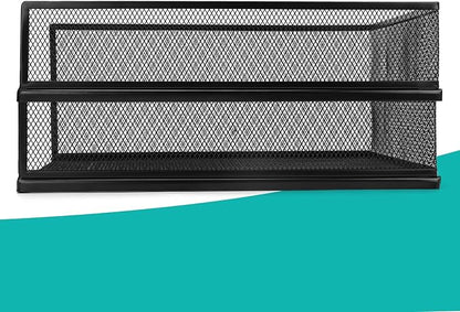 Wire Mesh Letter Trays Paper Tray Desk File Organizer, 2 Pack Stackable Metal Front-Load Documents Tray for Office Supplies File (Lengthways)