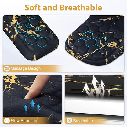 EYROZILL 3 in 1 Ergonomic Wrist Rest for Keyeboard and Mouse, Non-Slip Desk Mouse Pad with Wrist Support, Keyboard Wrist Rest and Mouse Pad Set Massage Design (Black Marble)