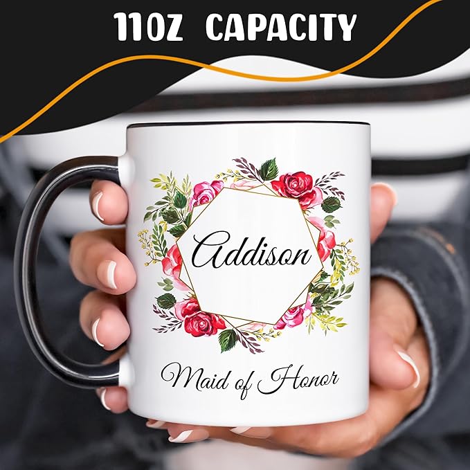Personalized Coffee Mug, Custom Picture Text or Logo Ceramic Mug, Customized Gift for Men & Women, Taza Personalizada with Photo and Words, Customizable 11 Oz Tea Cup | White - Black