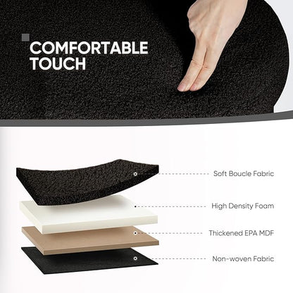 B FSOBEIIALEO Ottoman with Storage for Living Room, Sherpa Folding Storage Ottoman Foot Rest, 43.3 Inches Collapsible Bedroom Bench Black