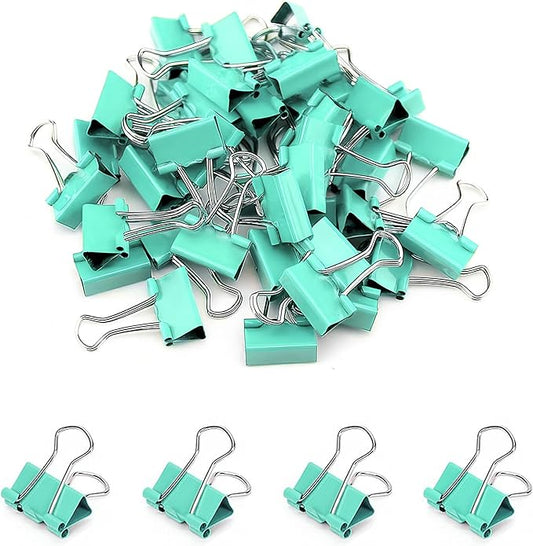 50 Pack Small Green Binder Clips 3/4 Inch (19 mm), Colored Little Paper Clamps, Tiny Mini Paper Clips for Office Home School Business 0.75"