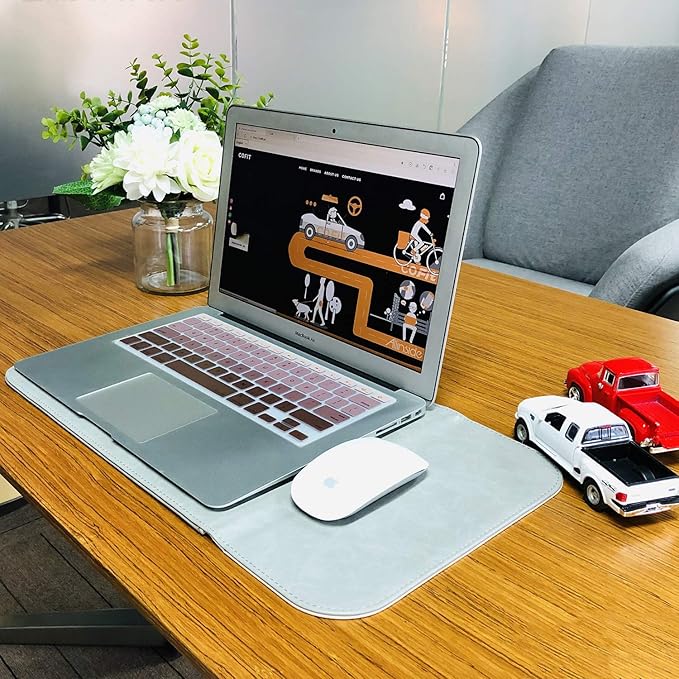 Allinside 13 inch Laptop Sleeve Case for MacBook Air 13 2018-2025/MacBook Pro 13 2016-2022, Waterproof PU Leather Laptop Sleeve Bag Protective Vertical Case Cover, Gray