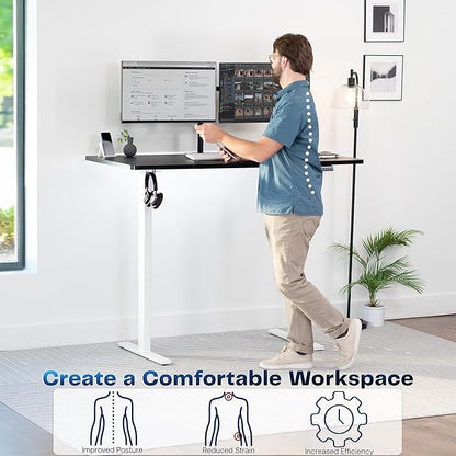 VIVO Electric 60 x 30 in Standing Desk, Memory Height Adjustment, 1B Series, Black Top White Frame, DESK-KIT-1W6B-30