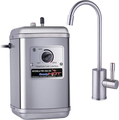 Ready Hot Compact Instant Hot Water Dispenser, Stainless Steel Tank, Wall Mounted, Adjustable Temperature Control, Includes Single-Lever Faucet with Brushed Nickel Finish, 41-RH-150-F570-BN