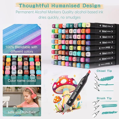 Alcohol Markers, 80 Colors Dual Tip Permanent Art Markers, Drawing Marker, Coloring Marker for Book Painting Card Making for Adults Kids.