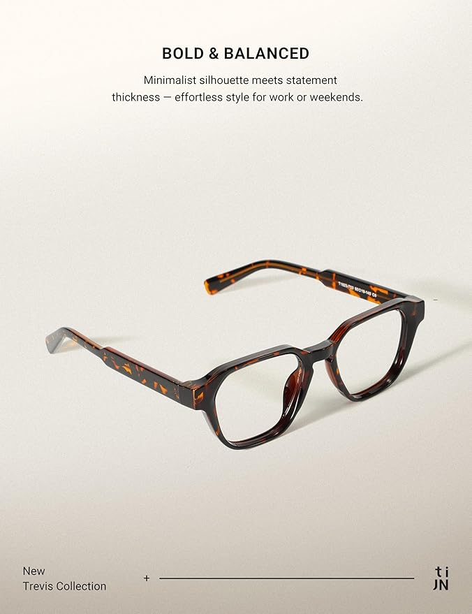 TIJN Blue Light Blocking Glasses for Women Men TR90 Rectangle Frame and Chic Preppy Style Computer Screen Glasses
