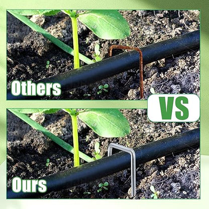 500 Pack Landscape Staples 6 Inch, 11 Gauge Galvanized Steel Garden Stakes, U-Shaped Landscape Pins, Heavy Duty Garden Ground Stakes for Securing Weed Fabric Landscaping Fabric