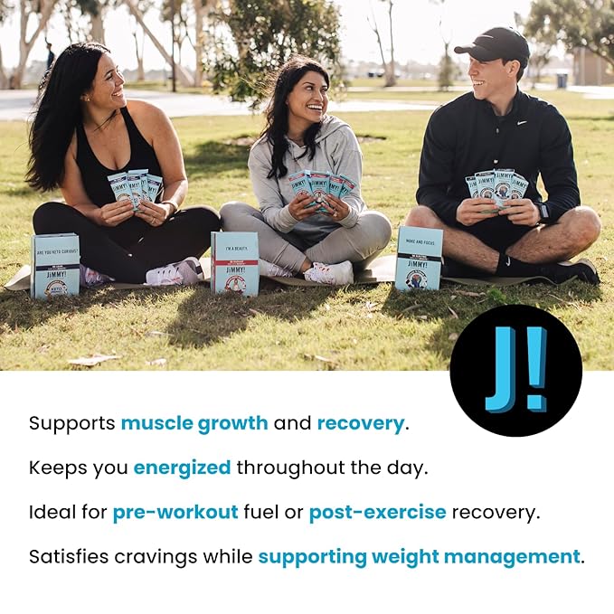 JIMMYBAR! - Strawberry Cookies 'n Cream - Protein Bars With Collagen - 12 Count - 18g Protein Snack Bars - 5g Sugar - Protein Snacks for On-The-Go - Post Workout Meal Replacement Bar