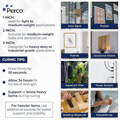 Nano Double Sided Tape Squares, Clear Tape, 95 Pre-Cut Mounting Squares – 50 1"x1", 30 2"x2", 15 3"x3" – Multi-Size Adhesive for Wall Décor, Crafts, DIY, Office, Home Use, Multi-Purpose Projects