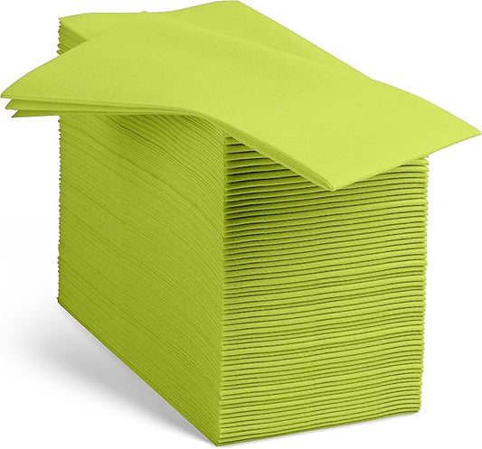 Linen-Feel Kiwi Paper Napkins - Decortive Cloth-Like Disposable Dinner Napkins - Soft And Absorbent Napkins for Thanksgiving, Party, Wedding, Bathroom Or Any Occasion. (Pack of 100)