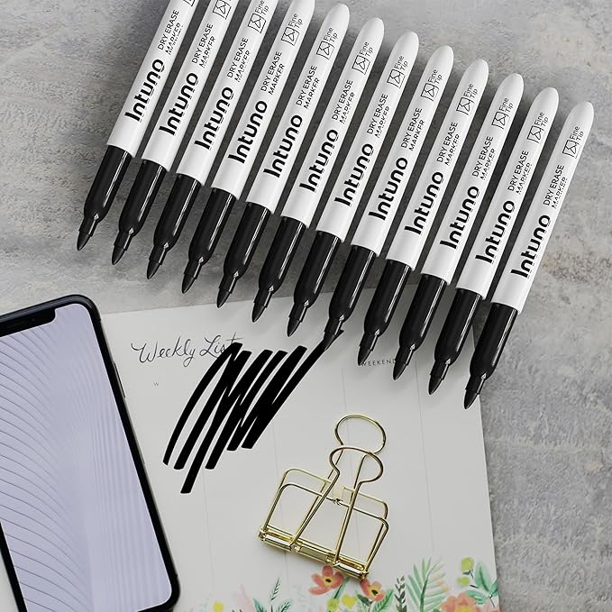 Dry Erase Markers, 108 Count Black, Fine tip, Low-Odor, Perfect for Office, Teaching, Meeting, Presentation, Classroom, Home