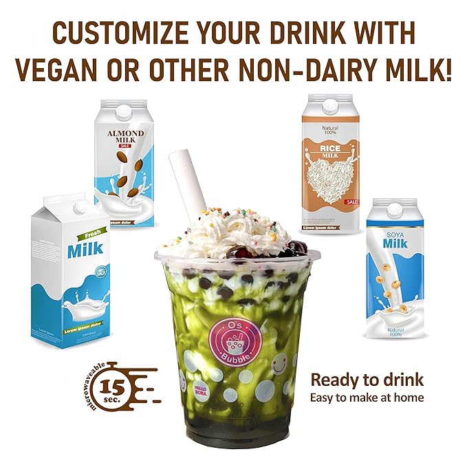 O's Bubble Boba Tea Kit - Bubble Tea Kit - All in One Boba Kit for Boba Tea Lovers - Boba Party Kit for Boba Drinks - Boba Kit for Kids - 6 Servings Includes Cups, Straws, Stirrer (Party Kit Variety Pack Upgrade)