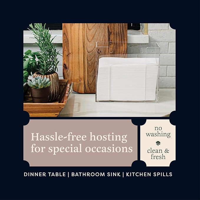Linen-Feel European-White Paper Napkins - Decortive Cloth-Like Disposable Dinner Napkins - Soft And Absorbent. For Kitchen, Party, Wedding, Bathroom Or Any Occasion. (Pack of 200)