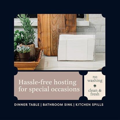 Linen-Feel European-White Paper Napkins - Decortive Cloth-Like Disposable Dinner Napkins - Soft And Absorbent. For Kitchen, Party, Wedding, Bathroom Or Any Occasion. (Pack of 200)