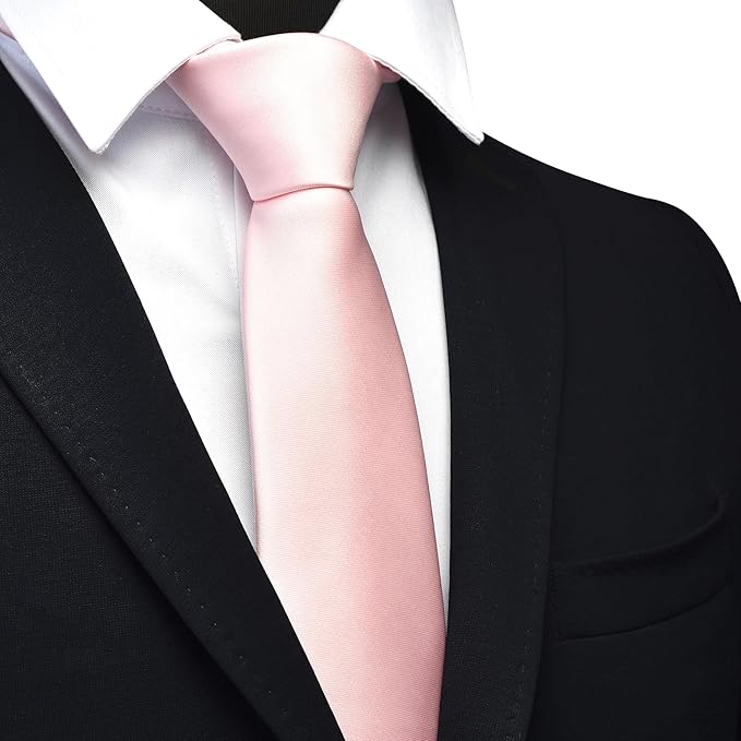 Branduce 3.15"（8cm） Mens Solid Satin Tie Pure Color Necktie for Business and Wedding + Gift Box