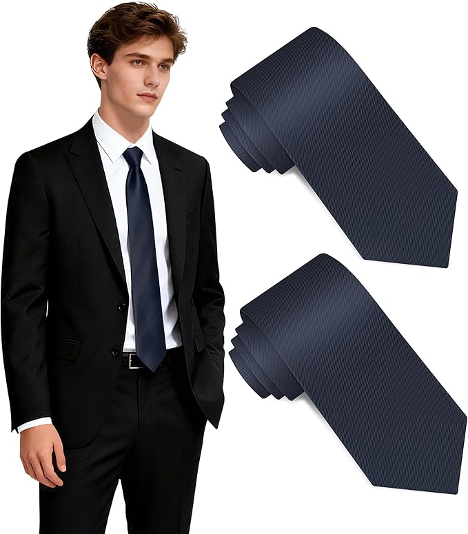 Fineknot Black Ties for Men, Formal Neckties for Men, Solid Color Mens Ties for Business, Wedding, Party, Mens Neck Tie