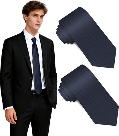 Fineknot Black Ties for Men, Formal Neckties for Men, Solid Color Mens Ties for Business, Wedding, Party, Mens Neck Tie