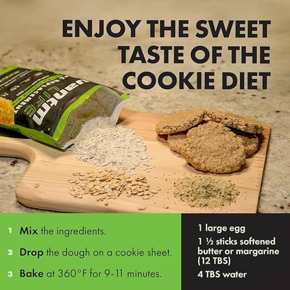 Protein Cookie Mix, Plant-Based Meal Replacement Plan with Hemp Protein, Gluten Free Cookie Mix, Rich in Fiber, No Preservatives or Artificial Sweeteners, 18 oz, 6 Pack 1-Month Supply