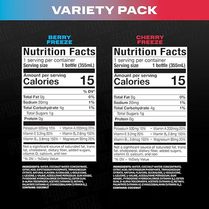 PRIME HYDRATION Duo - Blue Freeze & Cherry Freeze, Sports Drinks, Electrolyte Enhanced for Ultimate Hydration, 250mg BCAAs, B Vitamins, Antioxidants, Low Sugar, 12 Fl Oz (Pack of 24)