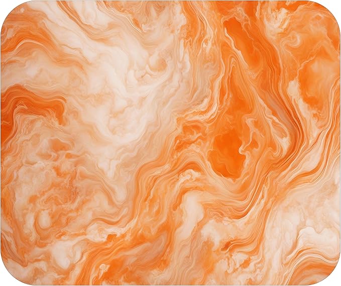 Orange Marble Agate Mouse Pad Mat Mousepad for Desk Computer Laptop PC Gaming Home or Office Gift Marbled Abstract (Orange MP39)