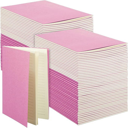 Mimorou 100 Pcs Kraft Notebook Journals 5.5 Inch x 8.3 Inch A5 Softcover Notebooks Bulk for Writing Sketch Office Notepad with 60 Pages 30 Sheets (Multicolor,Lined)(Pink,Lined)