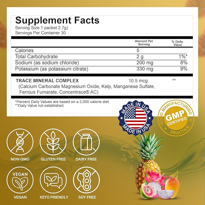 Dr. Price’s Electrolytes Powder Packets | Tropical 30 Servings | Sugar Free Hydration Packets with 72+ Trace Minerals | Keto, Vegan, Electrolyte Drink Mix | Doctor-Formulated, Made in USA