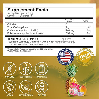 Dr. Price’s Electrolytes Powder Packets | Tropical 30 Servings | Sugar Free Hydration Packets with 72+ Trace Minerals | Keto, Vegan, Electrolyte Drink Mix | Doctor-Formulated, Made in USA