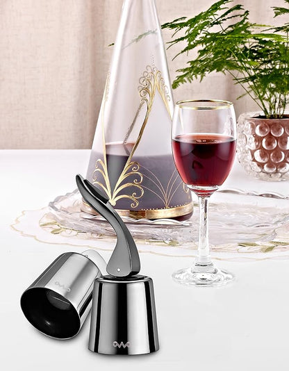 OWO Stainless Steel Wine Bottle Stopper, Reusable Wine Saver with Silicone Seal, Decorative Bottle Sealer, Keeps Fresh (Triple colors, 3 Pack)