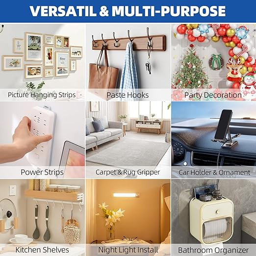 Double Sided Tape 2"×16.5Ft, Mounting Tape Heavy Duty No Residue, Removeable PE Foam Tape Strips, Extra Strong Adhesive Tape Waterproof for Walls Home Office Decor Crafts Paint Picture Poster