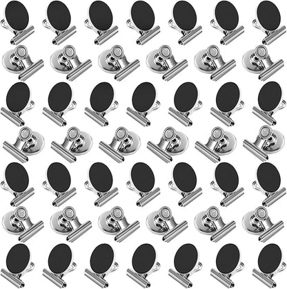 VNDUEEY 50 Pack Magnetic Clips Fridge Magnets Refrigerator Magnet, Magnet Clips for Whiteboard Locker, Magnetic Paper Clip Dispenser Holder Clip with Magnets for Home, School, Office (Silver)