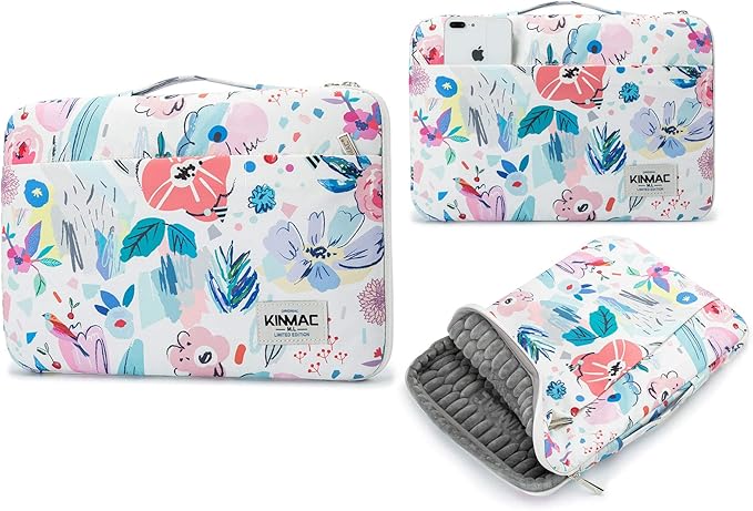 Kinmac 360° Heavy Duty Protective Laptop Sleeve Case Bag Cover with Handle for MacBook Air 13 inch,iPad Pro 13 inch and 13.3 inch HP,Dell,Lenovo,Asus,Acer Laptop (Flowers)