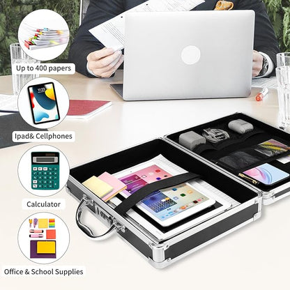 Clipboard with Storage Combination Lock Clipboards Briefcase Heavy Duty Box Aluminum Metal with Handle, Storage Clipboard Maximum Security Large Capacity