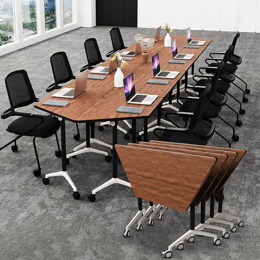 Conference Room Table with Flip-Top Design for Dynamic Meetings, Business Table Computer Desk with Heavy-Duty Frame,Foldable Seminar Meeting Tables for Home Office (6, D, 47.2IN)
