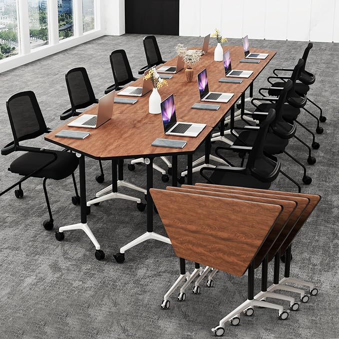 Conference Room Table with Flip-Top Design for Dynamic Meetings, Business Table Computer Desk with Heavy-Duty Frame,Foldable Seminar Meeting Tables for Home Office (4, D, 47.2IN)