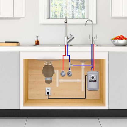 Ready Hot Compact Instant Hot Water Dispenser, Stainless Steel Tank, Wall Mounted, Adjustable Temperature Control, Includes Hot and Cold Dual-Lever Faucet with Chrome Finish, 41-RH-150-F560-CH