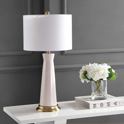 JONATHAN Y JYL3046A Hartley 29" Ceramic Column LED Table Lamp Contemporary Transitional Bedside Desk Nightstand Lamp for Bedroom Living Room Office College Bookcase LED Bulb Included, Cream