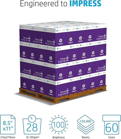 HP Printer Paper | 8.5 x 11 Paper | Premium 28 lb | 60 Case Pallet - 150,000 Sheets |100 Bright | Made in USA - FSC Certified | 205200P