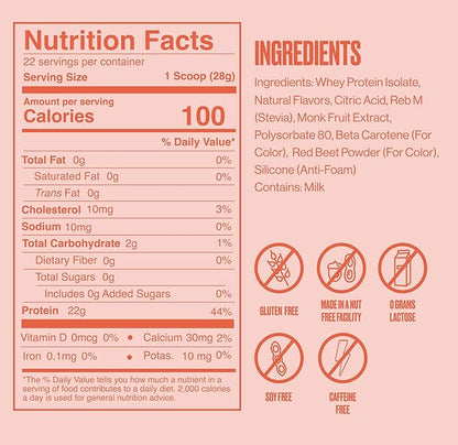 SEEQ Clear Protein Powder - Juicy Peach - 22 Servings - 22g Clear Whey Protein Isolate - Zero Sugar - 0g Lactose - Allergen Friendly - GLP1 Support - Bone Health - Muscle Post Workout Recovery