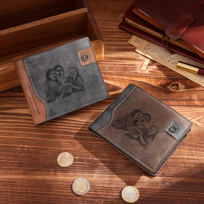 Personalized Wallet for Men – Custom Bifold Wallet with Photo, Text, Name, Calendar, RFID Blocking Slim Wallet, Gift for Husband, Dad, Boyfriend, Father’s Day, Birthday, Valentine’s Day (Black)