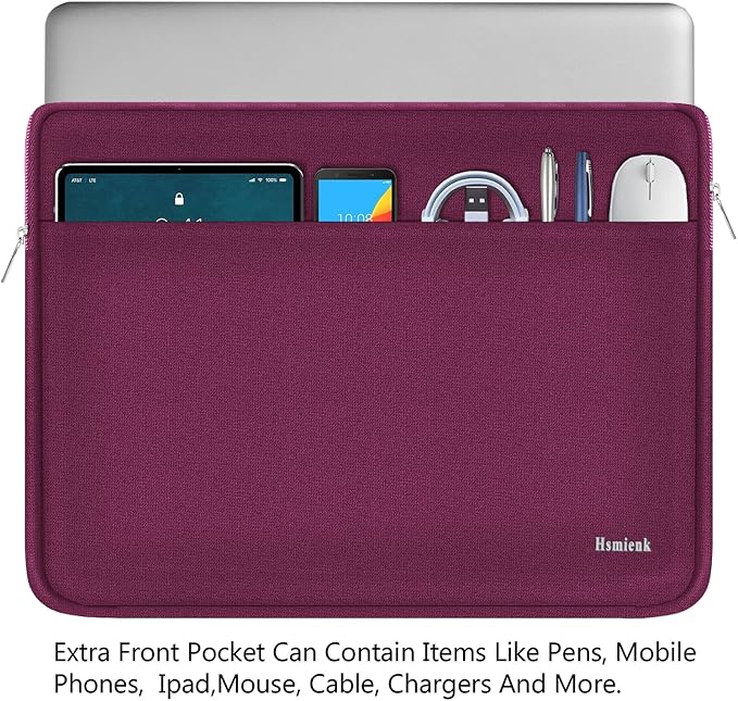 Laptop Case 14 inch, Shockproof Protective Notebook Cover Bag with Accessory Pocket, Carrying Laptop Sleeve Compatible for MacBook HP Lenovo Dell Asus Acer, Rose Red
