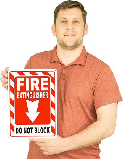 Brimar - 10 x 14" - Fire Extinguisher Do Not Block Sign - Polyethylene Plastic - Fire Safety Sign - Easy Installation
