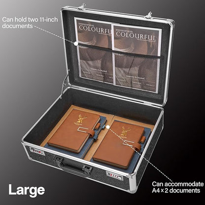 File Organizer Storage Box - 18.8 x 14.5 x 6.2 Inch X-Large, Portable Locking Storage Totes with Dual Combination Locks, Lock Boxes for Personal Items, Cash, Briefcase - Black