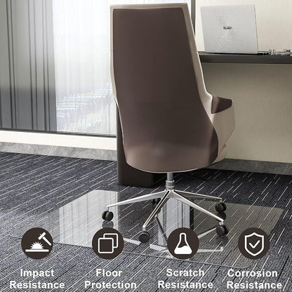 GLSLAND 46" x 55" Tempered Glass Chair Mat Heavy-Duty Floor Protector for Carpet & Hard Floors Scratch-Resistant Clear Office Mat 1/5" Clear