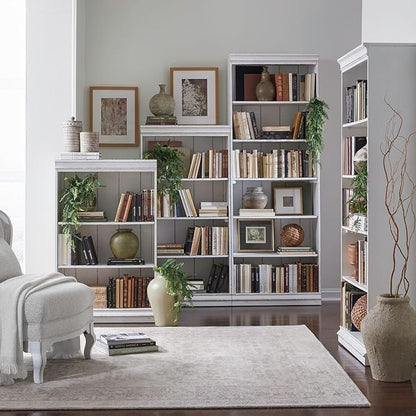 Liberty Furniture Magnolia Manor 72 Inch Bookcase for Living Room Office Storage - Antique White & Weathered Bark