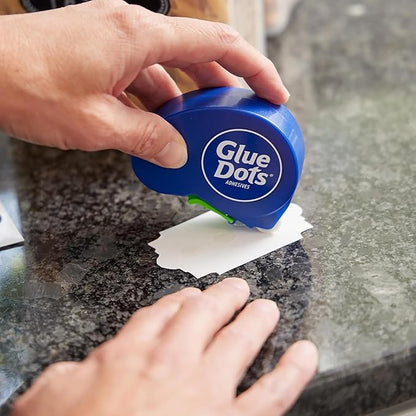 Glue Dots, Dispenser for everyday uses, 125 Dots, 3/8", .375 Inches, Movable, Repositionable, Multi-Functional, Label Containers, Glue Stick and Tape Alternative, Clear