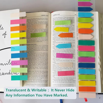 ELII 1600pcs Books Tabs for Annotating,Sticky Tabs Clear Sticky Notes, Page Markers for Notebooks, Multi-Colored Writable and Repositionable Book Flags