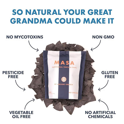 MASA Chips Blue Corn Tortilla Chips - Naturally Grown Blue Corn with Grass Fed Tallow and Sea Salt Tortilla Chips - No Seed-Oil Snacks - 2 Pack, 5 Ounce Each