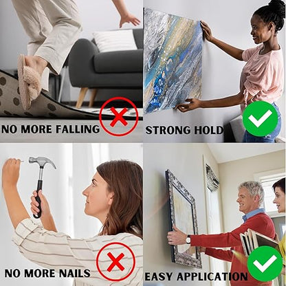Double Sided Mounting Tape Heavy Duty Nano Two Sided Adhesive Strip Strong Magic Picture Poster Wall Hanging Decor Office Classroom Bubble Kit Transparent Removable Sticky Clear Stick Carpet 30 Feet